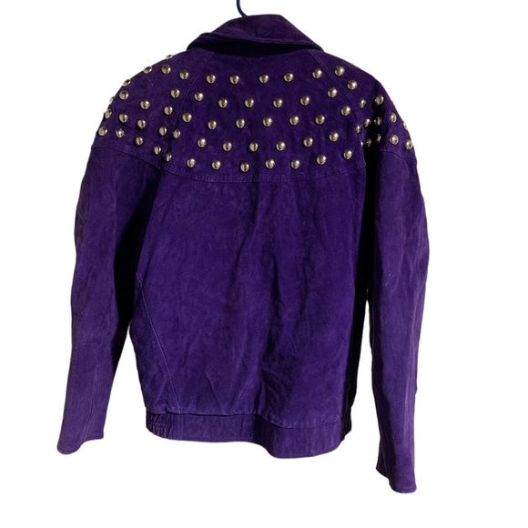 Vintage Atlantic Beach Leather Coat works bright purple suede leather jacket - Picture 2 of 11